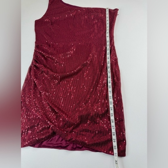NWT Grace Karin Burgundy One Shoulder Sequin Tulip Hem Dress Womens 2XL - Picture 5 of 9